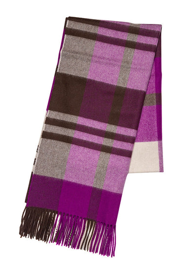 Joshua Ellis Modern Tartan 10% Cashmere 90% Lambswool Scarf Plum Exploded Blackwatch